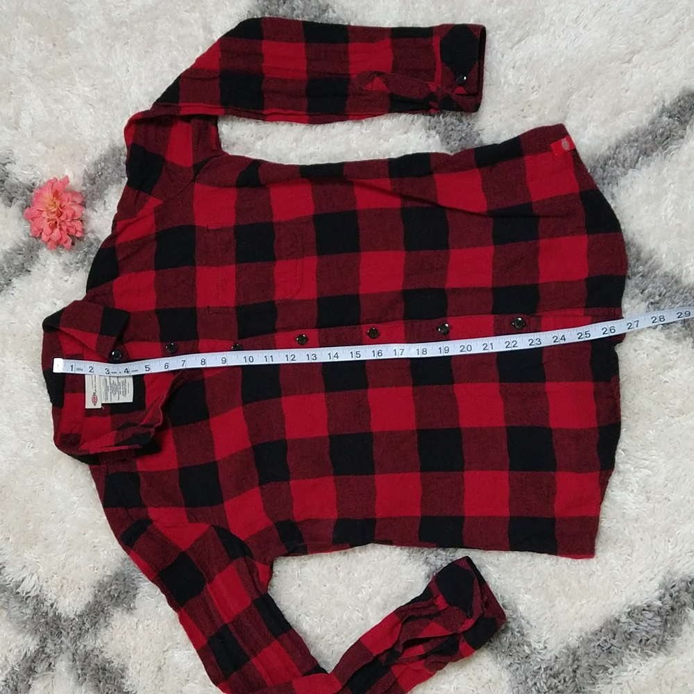 Dickies Red Button Down Flannel S - image 4